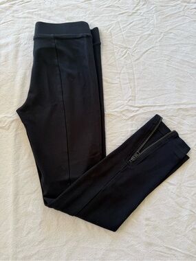 Cabi Zip Ankle Leggings #3578 Black Thick Ponte Knit High Waist Pants [S]